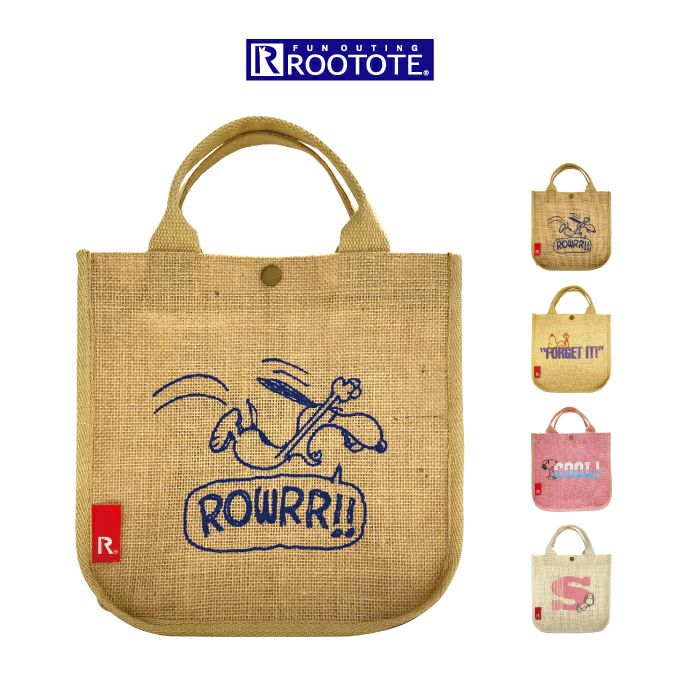 ROOTOTE IP SQ ジュート PEANUTS スヌーピー 8H トートバッグ