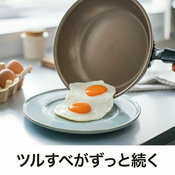 evercook エバークック IH対応 フライパン24cm 500日保証 レッド