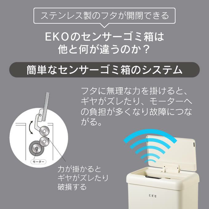 EKO センサーゴミ箱 MODERN VINTAGE モダンヴィンテージセンサービン 32L+18L バニラ