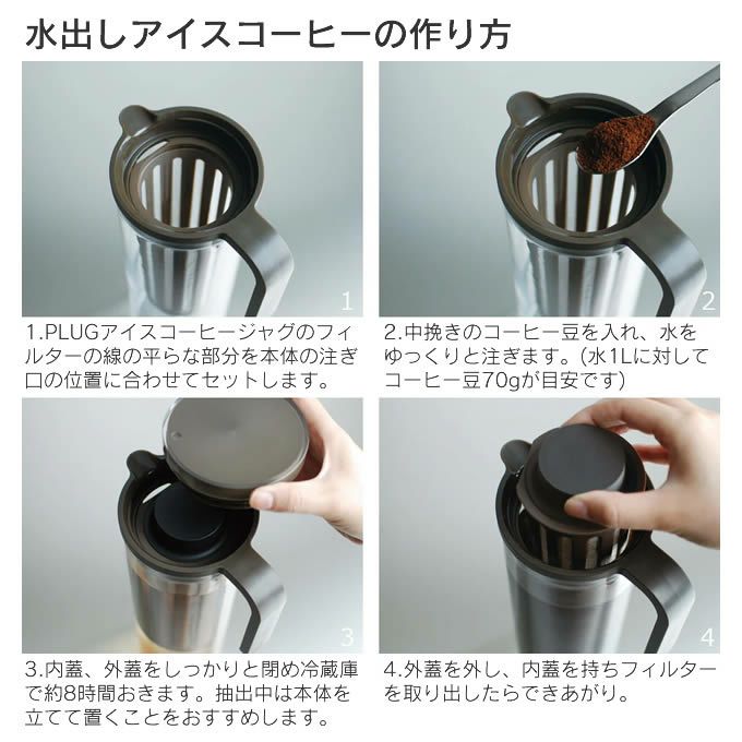 KINTO ピッチャー 冷水筒 1.2L PLUG アイスコーヒージャグ 水出し専用 プラスチック