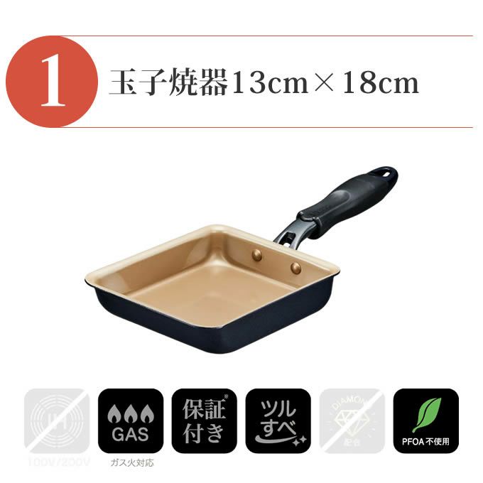 evercook エバークック フライパン 一体型 ガス火専用 3点セット ネイビー 玉子焼き+フライパン26cm+鍋敷き