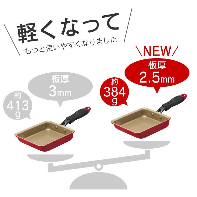 evercook エバークック 玉子焼 13×18cm IH対応 レッド 500日保証