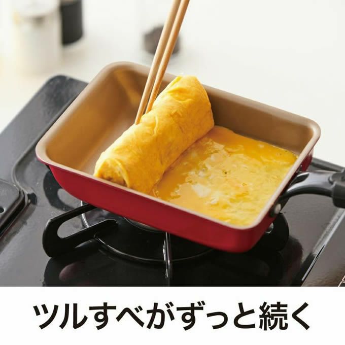 evercook エバークック 玉子焼 13×18cm IH対応 レッド 500日保証