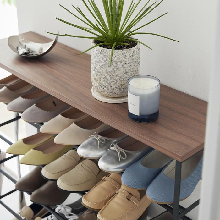 tower タワー 天板付きシューズラック 5段 キャスター付 W90