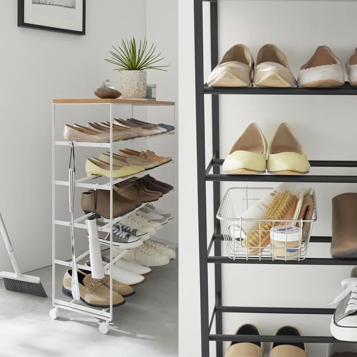 tower タワー 天板付きシューズラック 5段 キャスター付 W90