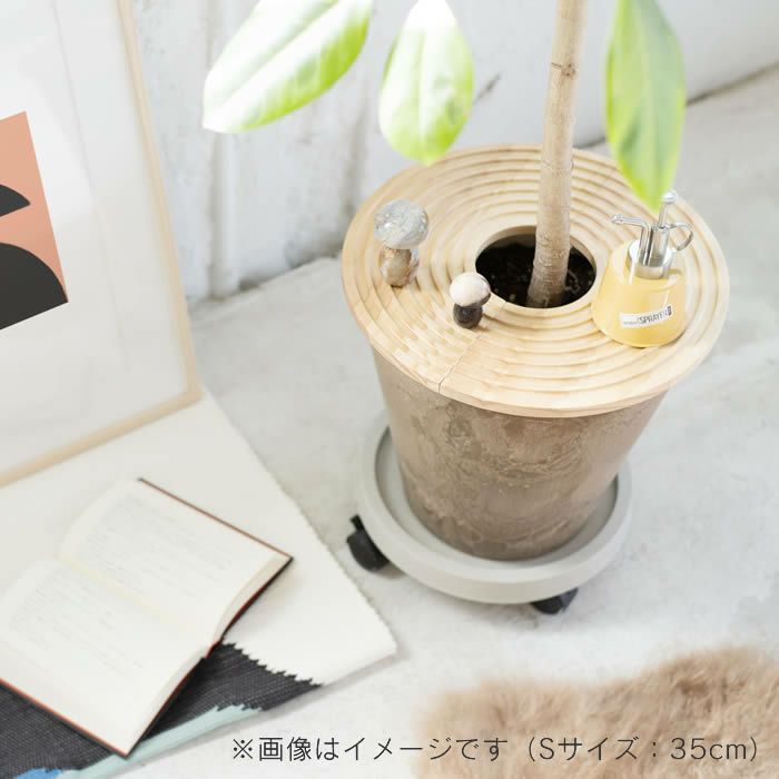 amabro アマブロ WOOD CIRCLE TRAY 植木鉢カバー Lサイズ