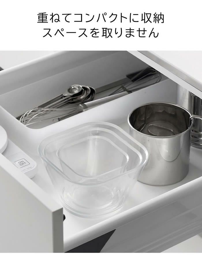 tower タワー 電子レンジ対応洗いやすい下ごしらえボウル SML3点セット クリア