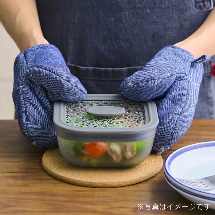 ガラス製電子レンジ調理器具スクエア型Lサイズ