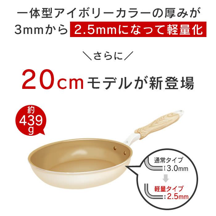evercook エバークック IH対応 フライパン20cm エクリティ限定モデル アイボリー