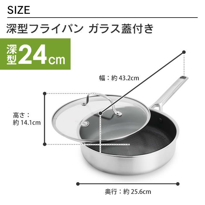 GREEN PAN エーペックス 深型フライパン 24cm ガラス蓋付き