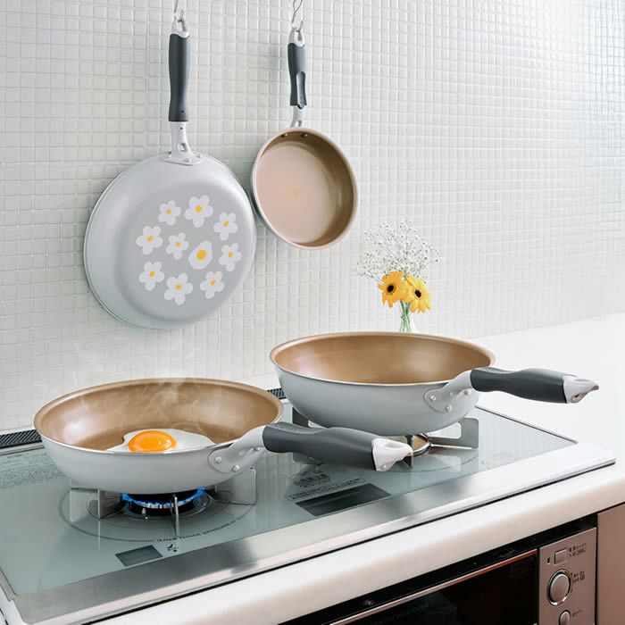 evercook エバークック ガス専用 軽量 フライパン 28cm 花柄グレー